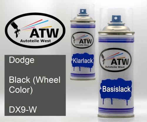Dodge, Black (Wheel Color), DX9-W: 400ml Sprühdose + 400ml Klarlack - Set, von ATW Autoteile West.